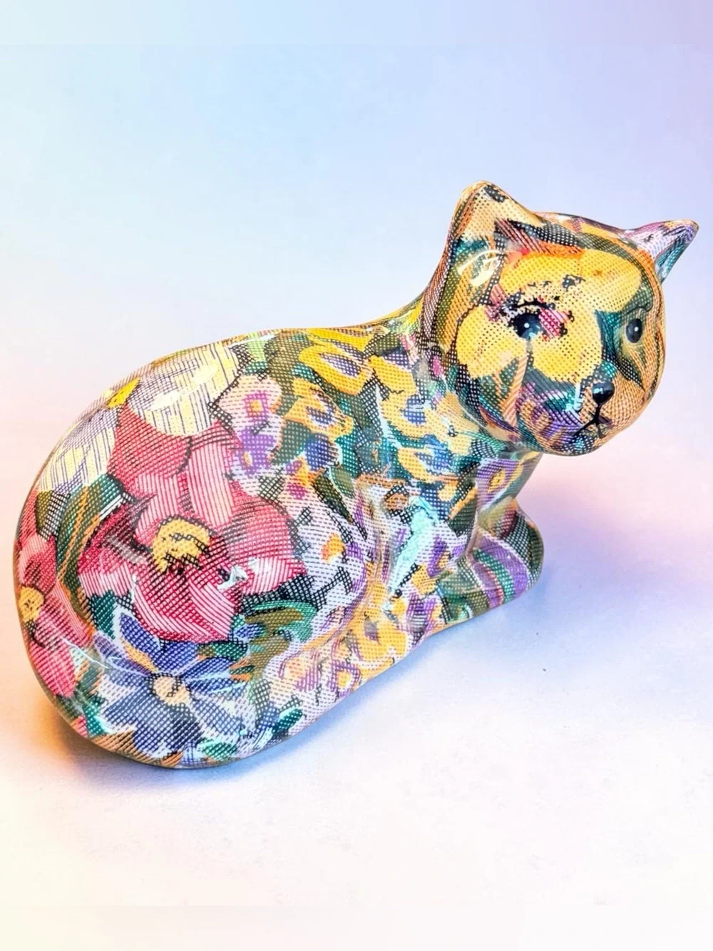 Vintage Joan Baker Patchwork Porcelain Cat